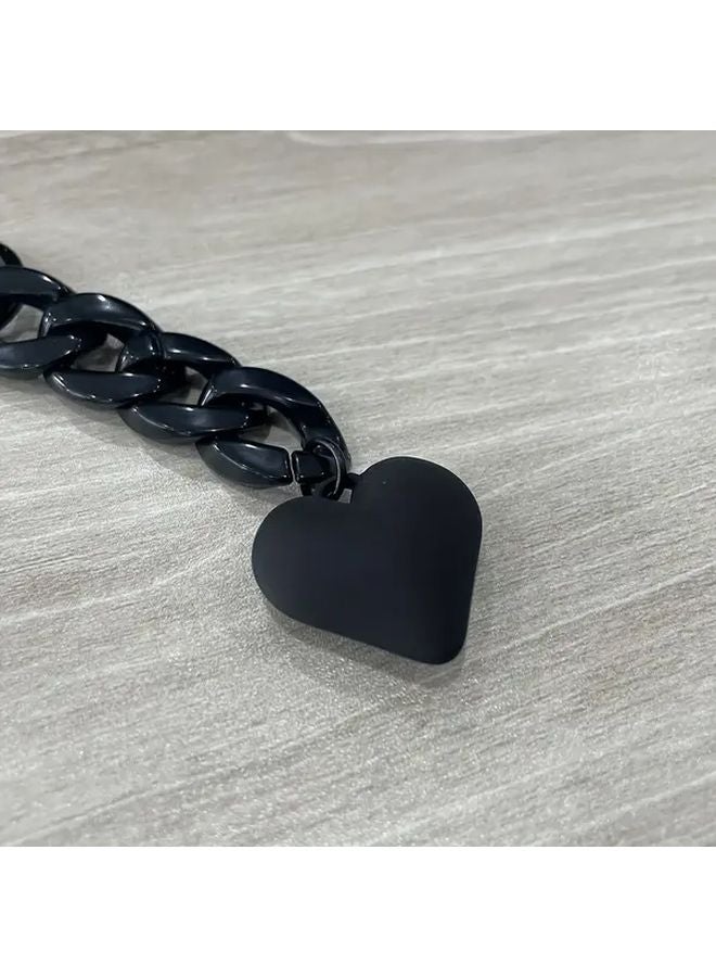 سلسلة مفاتيح القلب الأسود 2 قطعة، أكريليك، يدوية الصنع، حلقة مفاتيح للنساء والفتيات، قلادة لحقيبة اليد، مفاتيح السيارة، هدية - Image 4